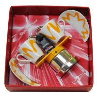 Confezione regalo caffettiera Top Moka Mini 2 tazze gialla