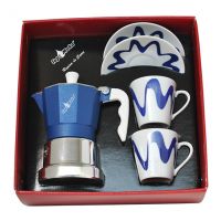 Confezione caffettiera Topmoka 2 tazze blu