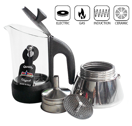 Caffettiera Moka con vetro pyrex